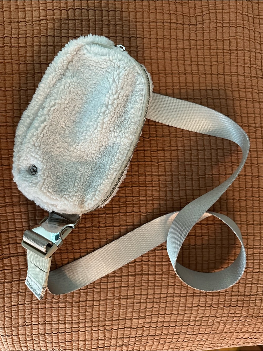 Lululemon Ivory Cream Fleece everywhere Belt Bag Gold Accents